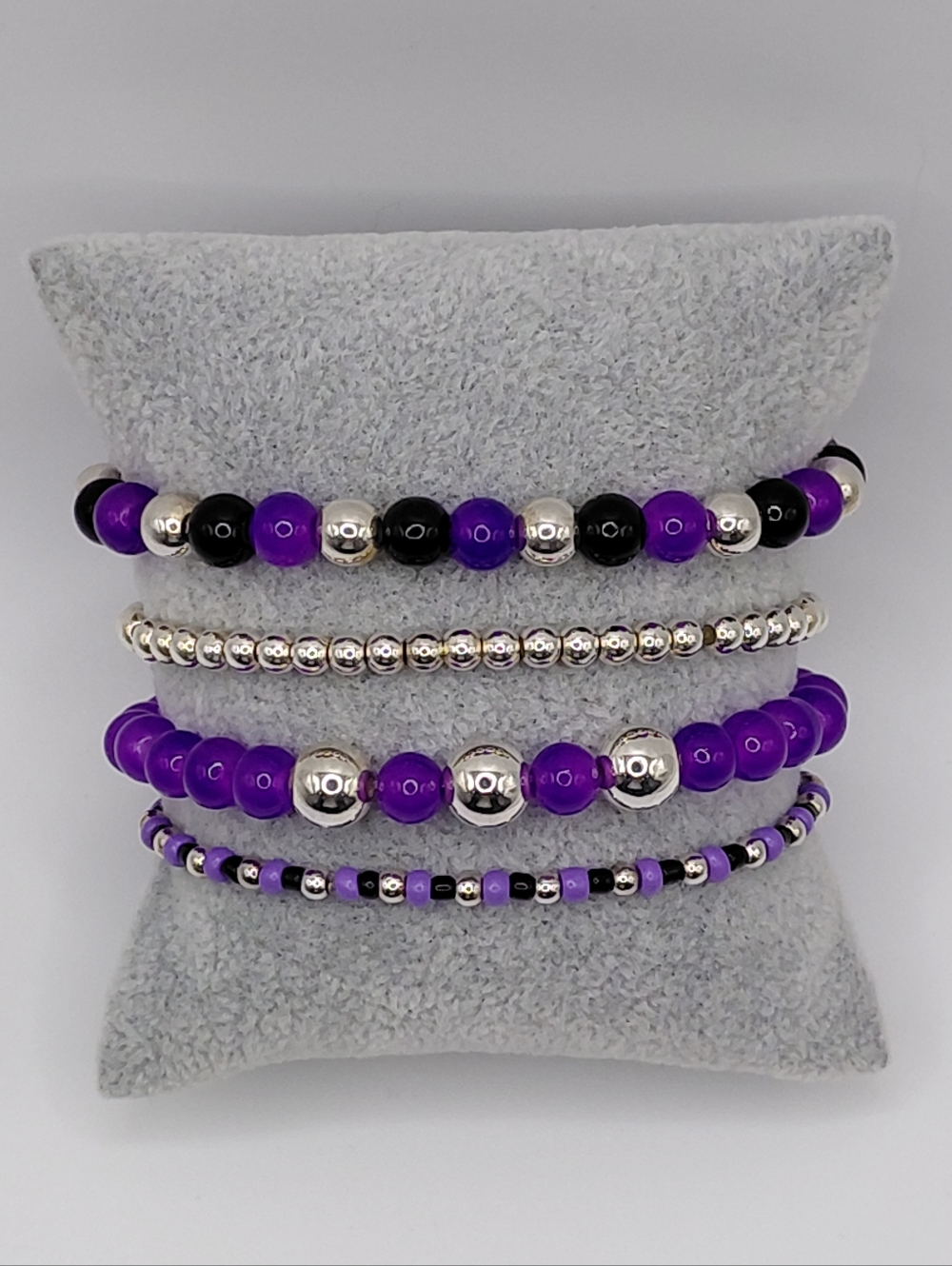 Purple and Silver Bracelet Set X 4.              Stackscable  - Women's Jewelry
